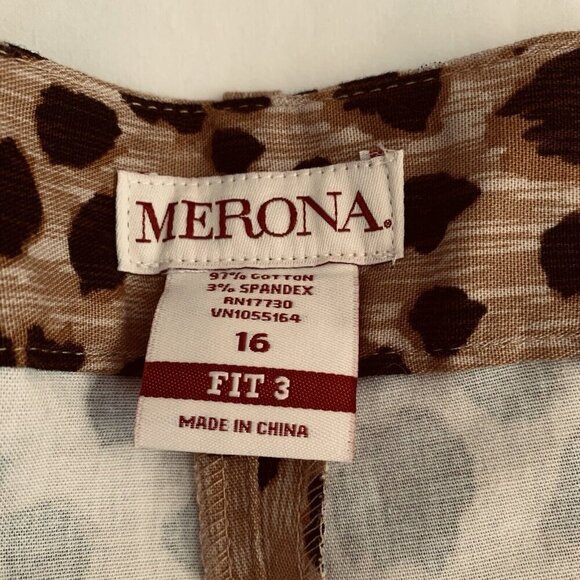 Merona Fit 3 Brown Leopard Animal Print Dress Pants Size 16 NWT Inseam 27” - Picture 5 of 6